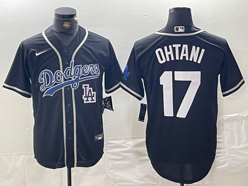 Men Los Angeles Dodgers #17 Ohtani Black Fashion Nike Game MLB Jersey style 51